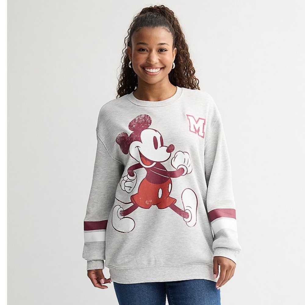 NWT Disney's Mickey Mouse Juniors' Graphic Fleece Sweatshirt - Picture 2 of 3